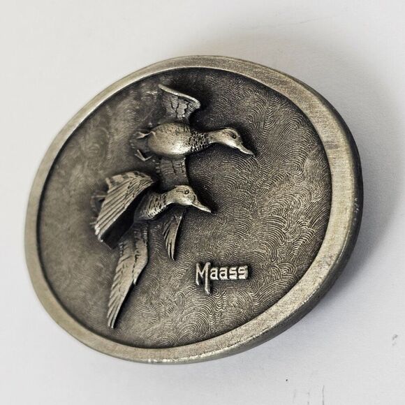 Vtg 1979 Maass Ducks In Flight Belt Buckle By Wild Wings Inc Waterfowl Hunting - Picture 4 of 13